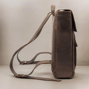 กระเป๋าเป้นักเรียนหนังแท้วินเทจใส่ได้ทั้งชายและหญิงใส่สบายมีซิปออกแบบโลโก้ได้ตามต้องการสำหรับกิจกรรมกลางแจ้งใช้ในโรงเรียน - Product Image 2