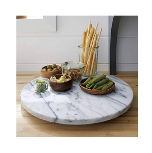 White Marble Lazy Susan Platine de stockage des aliments Nouveau design artisanat Fournisseur en gros marbre Lazy Susan - Product Image 1
