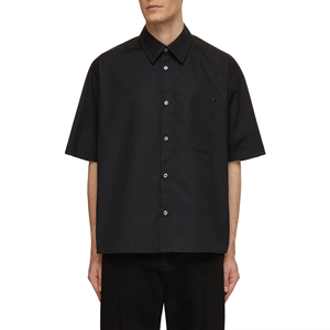 Chemise boutonnée avec poche pour hommes, broderie personnalisée, polo d'été décontracté en coton noir, logo personnalisé, coupe régulière - Product Image 3