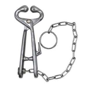 Cow Nose Pliers Stainless Steel Bull Cattle Nose Ring Pliers Bovine <b>Clip</b> With Chain Pulling <b>Tool</b> for Farm Ranch Veterinary - Product Image 2