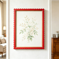 Cadre photo en contreplaqué découpé au laser sur mesure avec bord festonné, plusieurs tailles, différentes couleurs, logo personnalisable, cadre en bois pour mur
