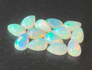 Opale éthiopienne naturelle multicolore Multifire 3x4mm-8x12mm cabochon de poire dos plat en vrac fabrication de bijoux en pierres précieuses de haute qualité - Product Image 5