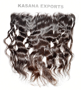 100% brut ondulé 13*6 Frontal naturel indien fabrique des cuticules alignées machine double trame vague profonde Temple Extension de cheveux humains - Product Image 1