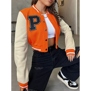 Watzy Company femmes 100% coton vestes Chenille broderie Patch hiver culture Baseball Letterman Style XL taille fourrure décoration - Product Image 5