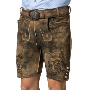 Pantalones Cortos Tradicionales Alemanes de Cuero Genuino para Hombre, Pantalones Cortos Bávaros para el Oktoberfest, Pantalones Cortos de Cuero de Cabra con Bordado Personalizado - Product Image 2
