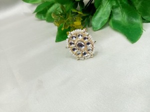 ชุดสร้อยคอทองชุบประดับเพชรคันดันสำหรับเจ้าสาว พร้อมต่างหูจุ้มก้าประดับมุกเคลือบเงา สำหรับงานแต่งงาน - Product Image 4