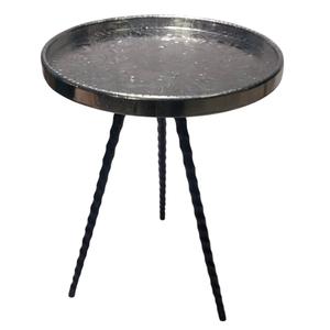 Aluminium <b>Round</b> <b>Table</b> With Embossing And Bottom Three Legs Nickel Finished Metal <b>Round</b> Coffee Or <b>Side</b> <b>Table</b> For Home Furniture - Product Image 3