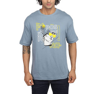 T-shirt décontracté pour homme 100 % coton, séchage rapide numérique, respirant, confortable, coupe classique, manches courtes, épaules tombantes, grandes tailles - Product Image 1