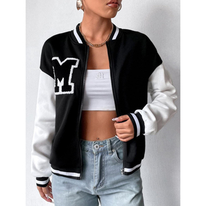 Chaqueta universitaria corta de alta calidad para mujer, algodón de lana transpirable con bordado personalizado, ropa de manga larga - Product Image 1