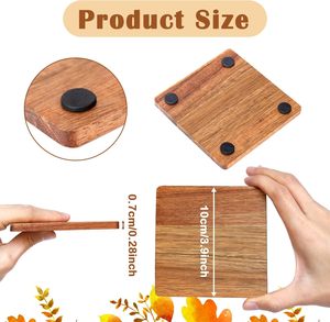 Acacia Wood Coasters for Dining Table Square Wooden Pads with Non-Slip <b>Silicon</b> Dots for Crafts & Serving <b>Mats</b> & Pads - Product Image 3