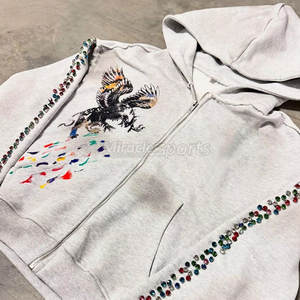 New Arrival Men's Acid Wash <b>Rhinestone</b> <b>Hoodies</b> Basics Cotton Blended Men's Acid Wash <b>Rhinestone</b> <b>Hoodies</b> - Product Image 5