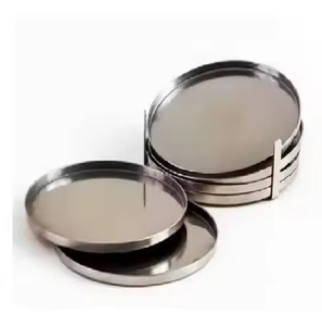 Juego de posavasos martillado de aluminio con soporte Forma redonda Posavasos de vidrio de tamaño personalizado al precio más bajo - Product Image 2