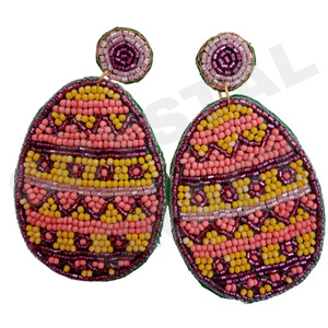 Pendientes de cuentas de fútbol de oro púrpura para mujer, Día conmemorativo patriótico, Material de tela de Color naranja, blanco y azul - Product Image 5