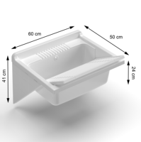 Lavabo mural Mongardi en PP résistant aux intempéries, fabrication italienne, blanc pur, rectangulaire, design moderne européen, facile à nettoyer
