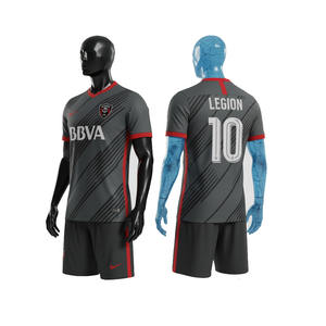 Ensembles d'uniformes de football OEM 100% polyester couleurs personnalisées haute qualité nom du joueur lettre Options col en V respirant rapide - Product Image 1