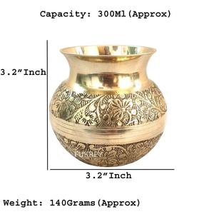 Plateau de culte Panch Puja et Jal Patra en laiton finition antique avec ensemble Pooja Lota Charan Amrit et encens, taille personnalisée - Product Image 6