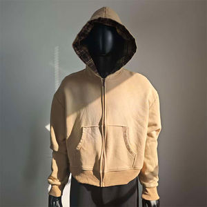 Sudadera con Capucha de Franela Reversible de Doble Capa Personalizada OEM, Chaqueta Cuadrada con Cremallera y Estampado a Cuadros para Hombre y Mujer, 100% Algodón, Gruesa, Bordada e Impresa - Product Image 1