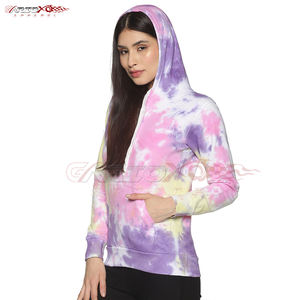 Sudadera con capucha Tie Dye para mujer con material transpirable, ajuste moderno, listo para invierno, colores y tamaños personalizables para exteriores y ropa de viaje - Product Image 3