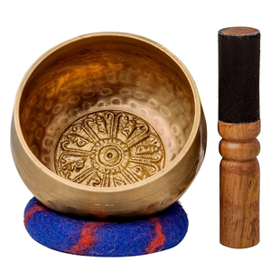 Cuenco para cantar de yoga, meditación tibetana, sonido curativo, cuenco redondo de Metal con mazo de madera, venta al por mayor para bienestar y espiritual - Product Image 3