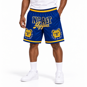 Shorts de basketball personnalisés en mesh avec logo de mascotte, style streetwear universitaire, marque privée, vente en gros, fabricant OEM - Product Image 3