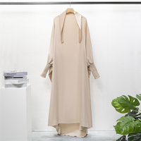 Abaya musulmane, robe de prière une pièce, à capuche, manches smockées, pour femmes, pour Dubaï, Arabie Saoudite, robe noire en soie, couleur personnalisée, sur mesure