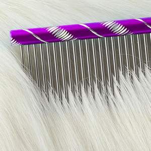 Peigne pour animaux de compagnie en métal Alpaca de 8 pouces, sans peur, en ABS, style simple, disponible en violet, bleu, rouge et or, pour le toilettage des chats et des chiens - Product Image 6