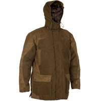 Veste safari en toile marron pour homme avec capuche, fermeture à boutons, résistante à l'eau, pour la chasse en plein air, à porter en automne