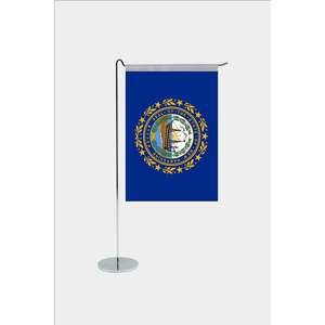 Drapeau de l'État du New Hampshire en forme de L pour bureau, imprimé numériquement, avec mât en aluminium - Product Image 1