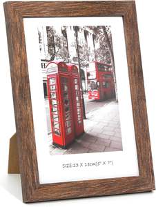 Lot de 10 cadres photo 5x7, ensemble de cadres photo en bois avec boîte de présentation, cadre photo en grain de bois brun antique de style rustique - Product Image 3