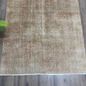3.4x6.6 ft Rug, Turkish Vintage Rug, <b>Brown</b> <b>Wool</b> Rug - Product Image 2