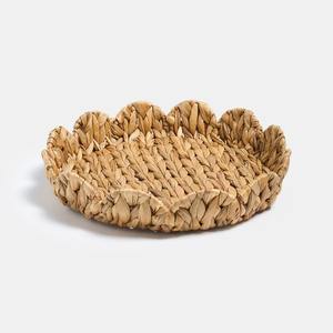Scalloped <b>water</b> hyacinth tray dessert drink serving trays top sales natural fiber <b>container</b> - Product Image 1