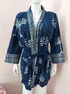 Estilo Vintage Chaquetas Kantha Imprimir Nueva Colección Albornoz de algodón puro Midi Longitud Cintura natural Vestidos casuales al por mayor - Product Image 2