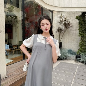 V1320 Robe de maternité d'été de haute qualité, longueur genou, douce et confortable, absorbant la sueur pour les femmes enceintes, vêtements de bureau, vente en gros - Product Image 2