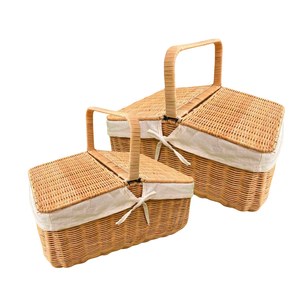 PANIER EN ROTIN Naturel PANIER DE PIQUE-NIQUE avec Couvercle du Vietnam Grand Panier de Récolte en Osier Léger pour un Voyage Facile Décoration de Maison - Product Image 1