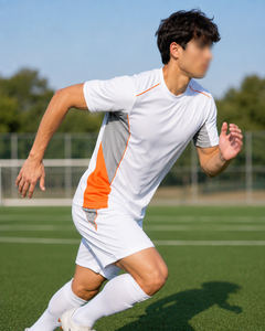 Camiseta de Fútbol Personalizada con Panel de Malla, Gris y Naranja, Ropa Deportiva Transpirable de Alto Rendimiento, Uniforme de Equipo, Venta al Por Mayor OEM - Product Image 5