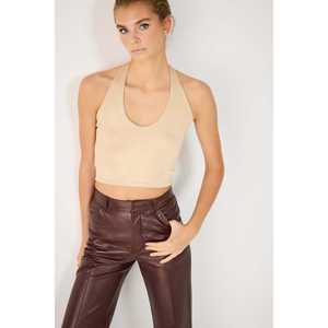 Top Casual Estilo Western con Cuello Halter Brillante, Poliéster Brillante, Talla XS-XL, Tejido Plisado, Elemento de Moda para Primavera, Verano y Otoño - Product Image 1