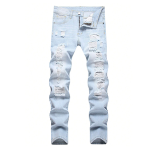 Bangladesh Ropa excedentes proveedor Fabricante Mens Denim Jeans Slim Fit Desgastado Lavado Rips Casual Algodón Hombres Jeans - Product Image 3