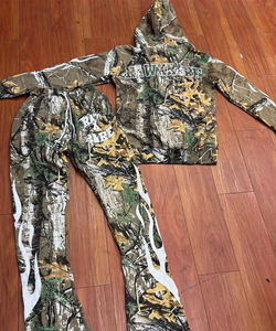 ชุดวอร์มผู้ชายแบบหลวม สไตล์ดิสเทรส ปักลาย ซิปหน้า มีฮู้ด ผ้าโพลีเอสเตอร์/คอตตอนบุขน สำหรับฤดูหนาว ผลิตตามสั่งขายส่ง - Product Image 2