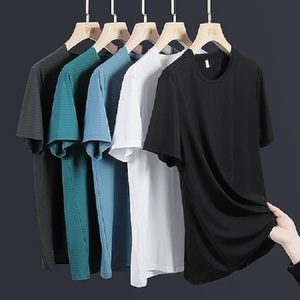 T-shirt de couleurs unies sans logo Couleurs Noir blanc gris Haute qualité Prêt à expédier Premium Moins cher Prix de gros T-shirt Stock Lot - Product Image 6