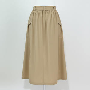 Women's Casual Khaki Loose Fit Elastic Waistband <b>knee</b> <b>length</b> <b>Skirt</b> - Product Image 2