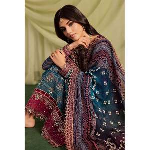 Collection Bohème Nureh 3 pièces : Chemise en Chiffon Imprimée Numérique et Brodé, Dupatta Imprimée Chunri, Pantalon Teint - BIC-018 - Product Image 5