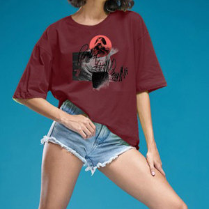 เสื้อยืดผู้หญิง พรีเมียม ผ้าฝ้าย 100% เนื้อนุ่ม ระบายอากาศดี สไตล์ลำลอง สีแดงเลือดหมู เหมาะสำหรับใส่ในชีวิตประจำวันหรือสกรีนลายตามสั่ง - Product Image 5