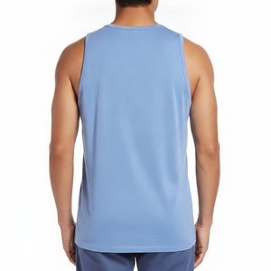 Premium <b>Men's</b> Cotton Pocket Tank Top Sleeveless Summer Casual <b>Vest</b> Periwinkle Blue Soft Jersey Beach Wear Gym Undershirt - Product Image 3