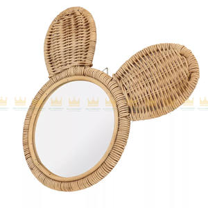 Modern Eco-Friendly <b>Hanging</b> <b>Mirror</b> High Definition Rattan <b>Wall</b> Decorative Makeup <b>Mirror</b> Customizable Shape in Vietnam - Product Image 4