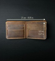 Dompet Kulit Asli Vintage Lipat Pendek Portabel Desain Kustom DIY Transfer Panas untuk Pria LBW-0047