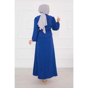 Hijab plisado de cintura índigo, conjunto modesto de 2 piezas - Product Image 5