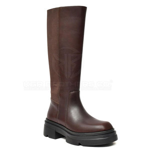 Botas largas de cuero hechas a mano para mujer, Calzado cómodo duradero clásico, botas largas de moda para mujer - Product Image 1