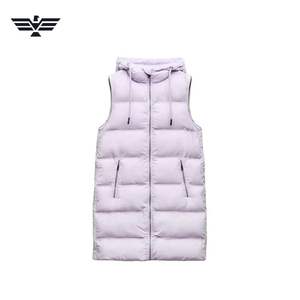 Gilet long matelassé respirant pour femme avec capuche, épais et chaud pour l'hiver, en nylon et rembourrage polyester, automne/hiver - Product Image 3