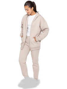 Veste à capuche surdimensionnée beige pour femme confortable et élégante pour une tenue décontractée et un confort quotidien - Product Image 2