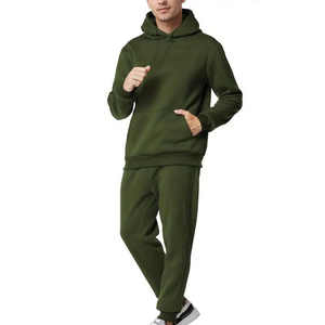 Marque privée vierge survêtement d'hiver pour hommes Logo personnalisé 2 pièces survêtement ensemble 100% coton à capuche taille élastique respirant - Product Image 1